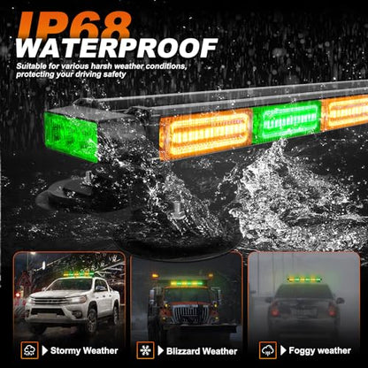 ASPL 26inch 126 LED Rooftop Emergency Strobe Lights Bar Double Side Flashing Safety Warning Traffic Advisor Light Bar Hazard Snow Plow Light for Trucks Vehicles Construction Tow Pickup(Amber/Green) - color: Amber/Green