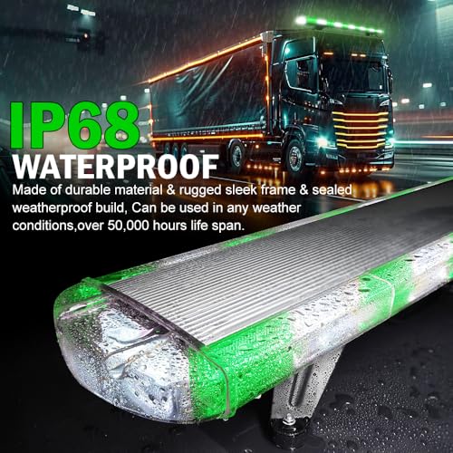 ASPL 53 inch 260 LED Low Profile Rooftop Strobe Lights Bar High Intensity Emergency Warning Flashing Beacon Snow Plow Light Traffic Advisor Car Hazard Construction Roof Lights Bars (Green/White) - color: Green/White