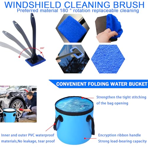 LIANXIN 37Pcs Car Wash Detailing Kit Foam Gun Sprayer Long Handle Foldable Car Wash Brush Bucket Towels Tire Brush Wash Mitt Sponge Duster Brush Car Wash Kit is Complete Car Care Tools - size: Xxl-25