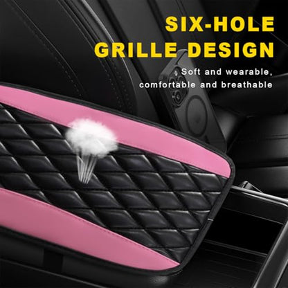 Car Center Console Cushion Pad, 12.6"×7.5" Waterproof Leather Armrest Seat Box Cover Protector, Soft Comfortable Anti-Scratch Arm Rest Console Pad for Most Cars Trucks SUVs (Pink) - color: Pink