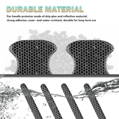 8PCS Car Door Handle Protector Anti-Scratch,Reflective Car Door Handle Scratch Protector with Honeycomb Design,Self-Adhesive Cars Handles Protectors Cars Accessories Exterior