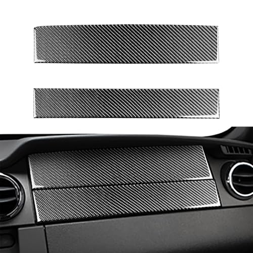 Real Soft Carbon Fiber Car Passenger Decor Console Cover Strip Trim Stickers Accessories Decals Compatible with Ford Mustang GT Shelby 2005 2006 2007 2008 2009 - color: Co-pilot Decor-black
