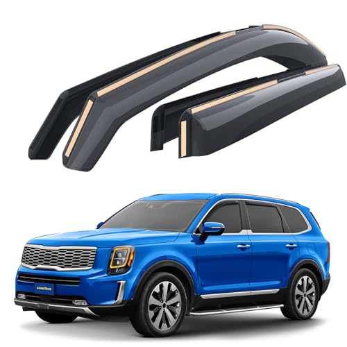 Goodyear Shatterproof in-Channel Window Deflectors for Kia Telluride 2020-2026, Rain Guards, Window Visors for Cars, Vent Deflector, Car Accessories, 4 pcs - GY008451 - color: For Telluride 20-26