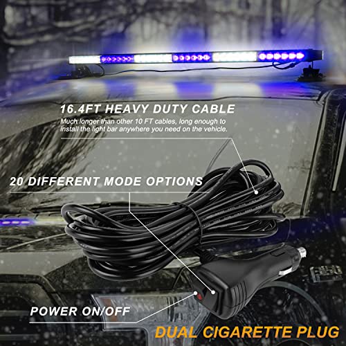 ASPL 38.5" 78 LED Strobe Light Bar Double Side Flashing High Intensity Emergency Warning Flash Strobe Light with Magnetic Base for Safety Construction Vehicles Tow Trucks Pickup (Blue/White) - color: Blue/White