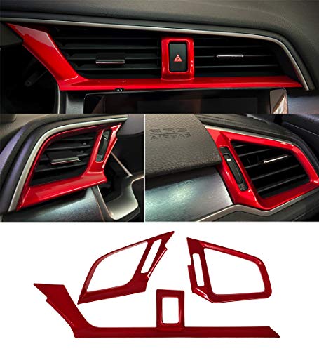 GZXinWei Red Dashboard Air Vent Outlet Cover Trim Interior Frame Panel Sticker for Honda 10th Gen Civic 2016 2017 2018 2019 2020 2021 - color: Red