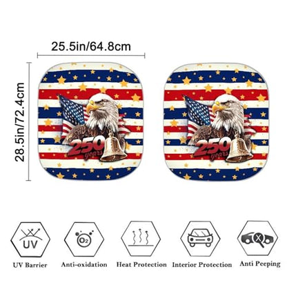AFPANQZ 250th Eagle Stripe 2 Pcs Car Sunshade Auto Wind Shield Folding Front Window Sun Shade for Windshield Visor, UV Sun and Heat Reflector Universal Fit SUVs Trucks - color: 250th Eagle Stripe