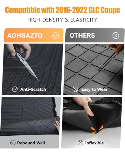 AOMSAZTO GLC Coupe Floor Mats 2016-2022, Cargo Mat Compatible with Mercedes Benz GLC Coupe Only, All Weather Custom Fit Rubber Floor Liners Trunk Mat Cargo Liner for 2016-2022 GLC300 Coupe, Black - style: 2) for Mercedes Benz GLC (Only Coupe) | 2016-2022
