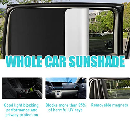 Ziciner Car Window Sun Shade（Only for Metal Frame）, 2 Pcs Auto Side Rear Magnetic Windshield Curtains, Sun Heat Blocker and UV Rays Protector, Universal Window Covers for Car, SUV (Silver-Back Window) - color: Silver-Back Window