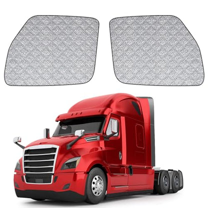 Side Window Sun Shade for Freightliner Cascadia 2018-2026, Custom Fit 210T Reflective Sunshade for Semi Truck, 6-Layer Heat Insulation Privacy Protector, Block 99% UV Rays, 2PCS - size: Freightliner Cascadia 2018-2026