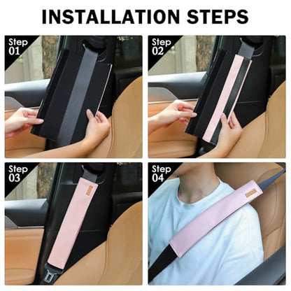 2-Pack Seat Belt Covers, Universal Car Seat Belt Pads Protector for Comfortable Driving, Relief Neck & Shoulder Pain, Fits All Cars & Backpack Straps (05-Pink) - color: 05-Pink