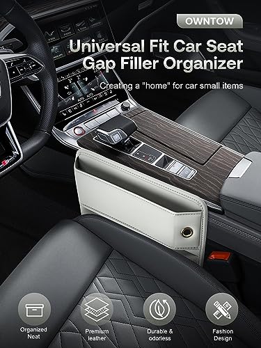 Premium Leather Car Seat Gap Filler Organizer (0.2”-1.2" Gaps), Clever Gifts for Car SUV Truck Owners (Beige, 2 Pack) - color: 06 Beige, 2 Pack