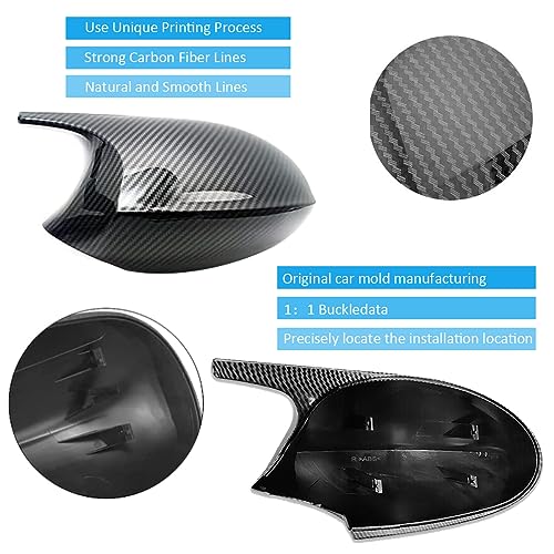 Side Mirror Cover Caps Compatible with BMW 3 Series E90 E91 (2005-2007) & 1 Series E82 E87 Pre-LCI, Rearview Door Mirror Shell Replacement for 325i 328i 330i, Carbon Fiber Look - size: Carbon Fiber Look, style: 05-07 E90
