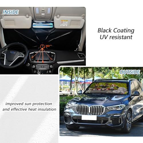 Dogs Car Windshield Sun Shade Umbrella Foldable Sunshade for Front Window Universal Accessory Blocks Uv Rays Keeps Car Cool - color: Dogs
