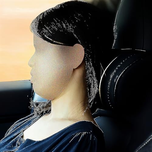 Car Headrest Neck Pillow Support Ergonomic, with Valve Stem Covers Accessory for Driving Seat Fatigue Relief Compatible with Model S X 3 Y & Cybertruck - 2 Pieces - color: A. Black Ver. 4