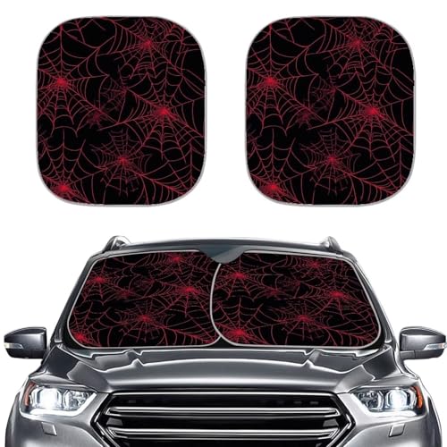 Red Spider Web Sun Shade for Car Windshield Sunshade Foldable Front Window Car Sun Shade Block UV Rays Sun Visor Protector for Cars Sedan Truck SUV Interior Accessories - color: Red Spider Web