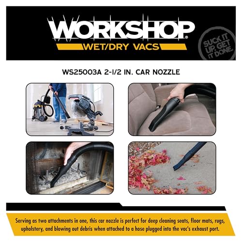 WORKSHOP Wet/Dry Vacs Shop Vacuum Accessories WS25003A Car Nozzle Attachment for Wet Dry Vacuum Cleaners, Fits 2-1/2-inch Extension Wands and Hoses - size: 2-1/2"