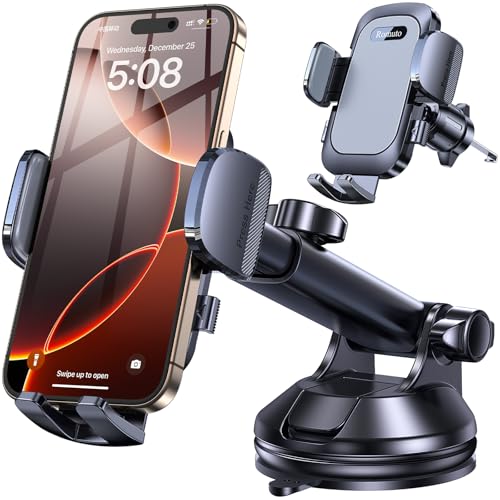 Romuto Car Phone Holder Mount【Strongest Suction】 Phone Mount for Car Cell Phone Holders for Your Car Accessories for Women Men Dashboard/Windshield/Vent/Stand Holder for iPhone Samsung - color: Gray