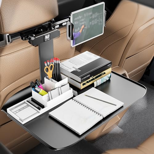 Car Seat Tray Table, Foldable Travel Tray for Rear Passenger Seat, Car Food Trays for Eating, Car Computer Desk, for Writing Laptop Dining Food Drink Work