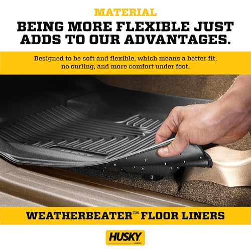 Husky Liners Weatherbeater Floor Mats | Fits 2013-2024 Toyota 4Runner, 2014-2023 Lexus GX460 | 2nd Row, 1-pc Black - 19451 - style: 2013 - 2024 4Runner & GX460 2nd Row