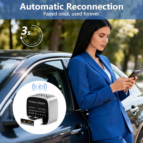 Wireless CarPlay Adapter & Android Auto Dongle, One Click Multi Device Switching Seamless Connection, Compact Size, Plug & Play Wireless CarPlay Converter for iPhone & Android, USB/USB-C, No Delay - color: B5