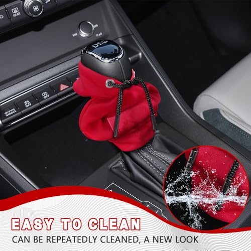 Gear Shift Hoodie, Shifter Hoodie, Funny Car Gear Shift Protector Cover, Automotive Interior Cute Gadgets Fashionable Mini Sweater Shifter Stick Knob Cover Universal for Most Vehicles (Red) - color: Red