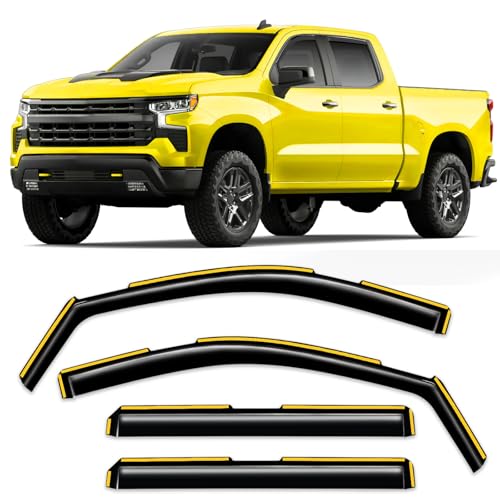 in-Channel Window Rain Guard for 2019-2026 Chevy Silverado/GMC Sierra 1500 Crew Cab,Window Vent Wind Shades Deflectors Side Window Visors Vent Visor Window Deflectors Truck Accessories - size: 2019-2026 Silverado/ Sierra 1500 Crew Cab