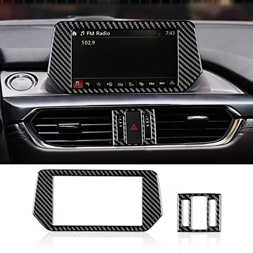 AIRSPEED for Mazda 6 2016-2017.5 with Automatic Transmission, Carbon Fiber Center Console Navigation Screen Frame Cover Center Air Vent Frame Cover Interior Trim - color: Navigation Screen