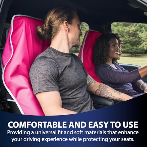 Dri Seats Waterproof Car Seat Cover – Premium Sweat Towel with Slip Resistant Backing for Front Seats in Cars, Trucks, SUVs – Universal Seat Covers & Liner, Easy Install (Fuchsia, Large) - color: Fuchsia, size: Large