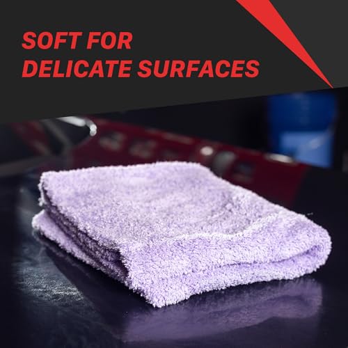 Maxshine 16”x24” Edgeless Purple Microfiber Towel (500GSM) - Double-Sided, Plush Car Drying Towel for Detailing - Professional Auto Detailing - color: Purple, size: 16" x 24"