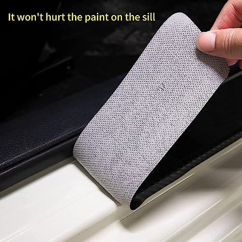 Hangoo 4pcs Puerto Rico Flag Carbon Fiber Car Sill Plate Protectors, Reflective Sticker Decorative Door Entry Guard Threshold Scratch Pad Film