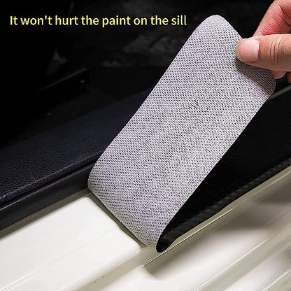 Hangoo 4pcs Puerto Rico Flag Carbon Fiber Car Sill Plate Protectors, Reflective Sticker Decorative Door Entry Guard Threshold Scratch Pad Film