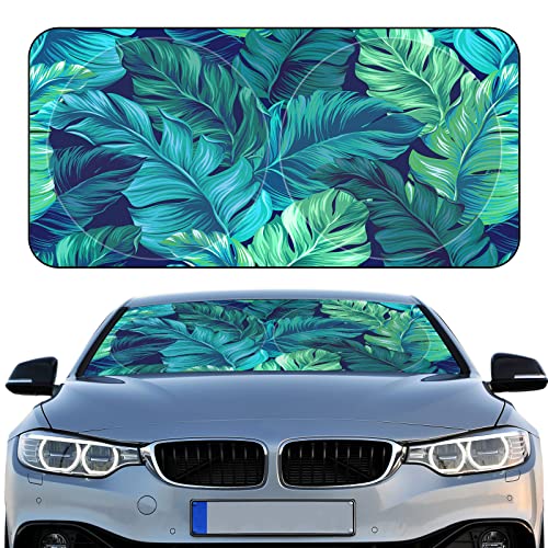 Windshield Sun Shade Foldable Car Front Window Covers for Car Accessories Sun Heat UV Rays Visor Protector Protection for Universal Cars SUV Truck(Leaf) - style: Leaf