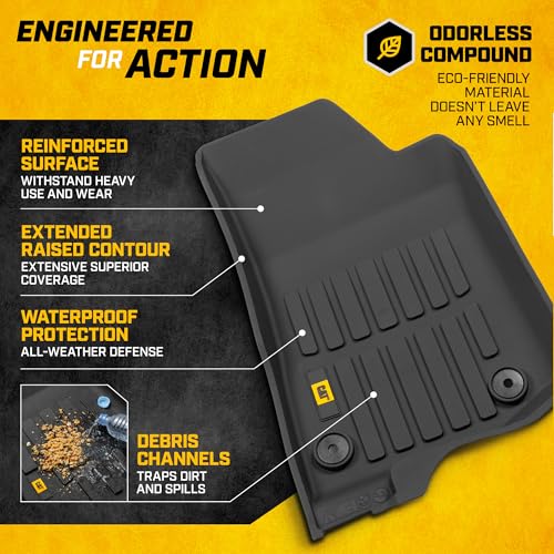 Cat® JustFit™ 3D Floor Mats for Jeep Wrangler 4XE 2021–2026 4-Door Custom Fit All Weather Floor Liners Heavy Duty Rubber Mats for 4XE Hybrid Jeep Wrangler Accessories for Full Interior Protection 4dr - style: Jeep Wrangler 4XE (2021-2026)