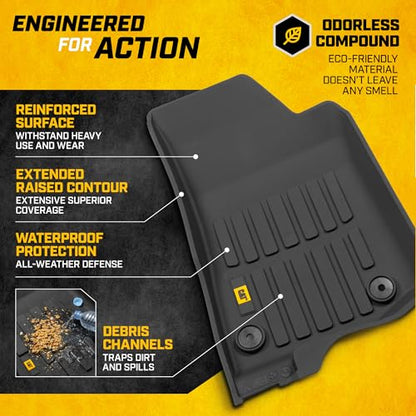 Cat® JustFit™ 3D Floor Mats for Jeep Wrangler 4XE 2021–2026 4-Door Custom Fit All Weather Floor Liners Heavy Duty Rubber Mats for 4XE Hybrid Jeep Wrangler Accessories for Full Interior Protection 4dr - style: Jeep Wrangler 4XE (2021-2026)