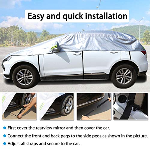 Half Car Cover All Weather Car Body Cover Sunshade Cover Snow Cover Waterproof Snowproof Universal 210D Oxford Fabric (Fit Hatchback Length 158'' to 173'') - size: Fit Hatchback Length 158'' to 173''