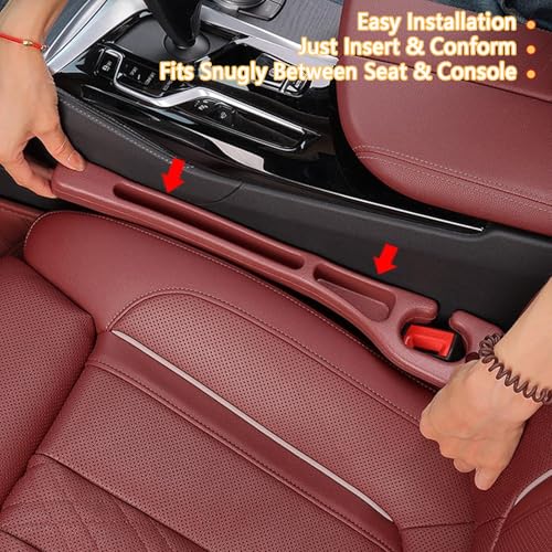 Car Seat Gap Filler Organizer of 2 - No Drop Seat Guard, Universal Car Seat Gap Filler, Durable Non-Slip Material, Easy 10-Second Install for Cars, Trucks & SUV (Brown) - color: Brown