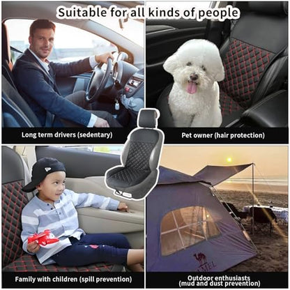 2pcs Car Seat Covers,Leather Water Proof Material No Slip Soft Car Seat Protector Side not Wrapped,for Car with Airbags,Seat Covers Universal for Most Automotive,Suvs,Vans,Trucks (Black) - color: Black