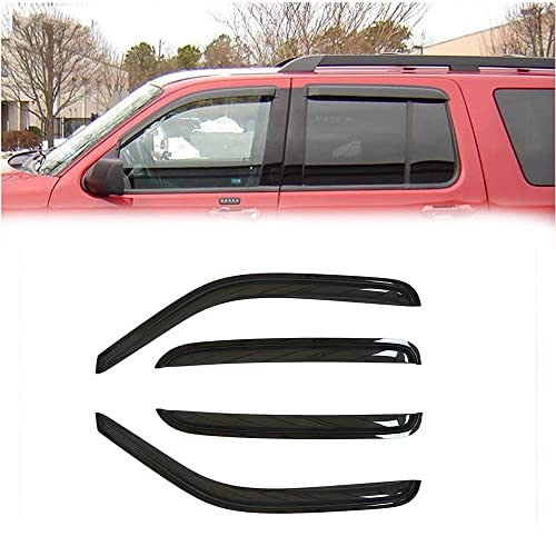 94819 Side Window Deflector Visor Rain Guard,4pcs Tape-on Shatterproof Dark Smoke window shades fit for 02-10 Ford Explorer &Mercury Mountaineer &03-05 Lincoln Aviator 4-Door SUV - size: 4pcs 2002-2010 Explorer (Outside Mount)
