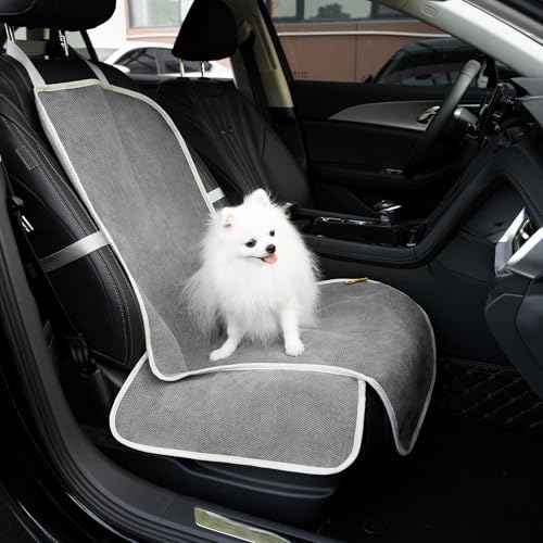 FUNNY FUZZY Dog Car Seat Cover for Front Seat, Dog Seat Cove Waterproof, Scratchproof Non-Slip Car Seat Protector, Universal Fit Most Cars, SUVs, Trucks, Grey - color: Grey, size: Front Seat(18''W x 39''L)