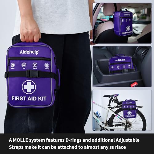 520 Pieces Premium First Aid Kit - Large Emergency Medical Kit for Survival, Car, Home, Travel, Camping, Backpack, Hiking, School (Purple) - color: Purple