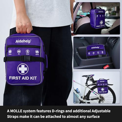520 Pieces Premium First Aid Kit - Large Emergency Medical Kit for Survival, Car, Home, Travel, Camping, Backpack, Hiking, School (Purple) - color: Purple