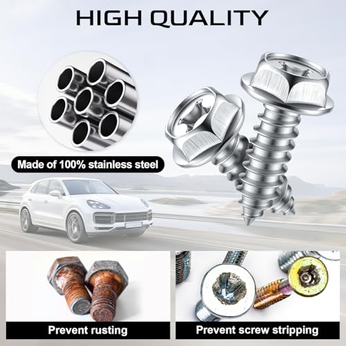 LivTee Rustproof License Plate Screws for Securing License Plates Frames and Covers on Cars and Trucks, 8 Set Premium Stainless Steel Self Tapping Mounting Bolts, Silver - color: Cross-Silver, size: 8 Pack