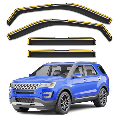 in-Channel Window Rain Guards Fit for Ford Explorer 2011 2012 2013 2014 2015 2016 2017 2018 2019, Extra Durable Visors Vent Visors Window Deflector Vent Shades Car Accessories -4 pcs - size: For 2011-2019 Ford Explorer