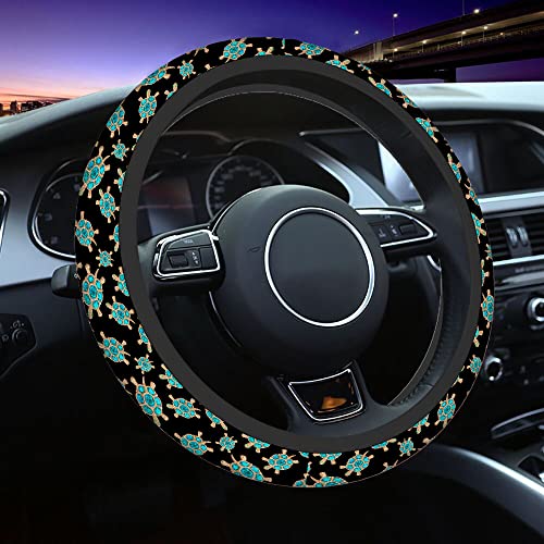 Swono Turtle with Stones Blue Car Neoprene Steering Wheel Cover Jewelry in The Form of A Turtle with Blue 15 Inch Anti-Slip Wheel Wrap Case Protector for SUV Sedan Vans Trucks - color: multi-051