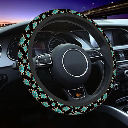 Swono Turtle with Stones Blue Car Neoprene Steering Wheel Cover Jewelry in The Form of A Turtle with Blue 15 Inch Anti-Slip Wheel Wrap Case Protector for SUV Sedan Vans Trucks - color: multi-051