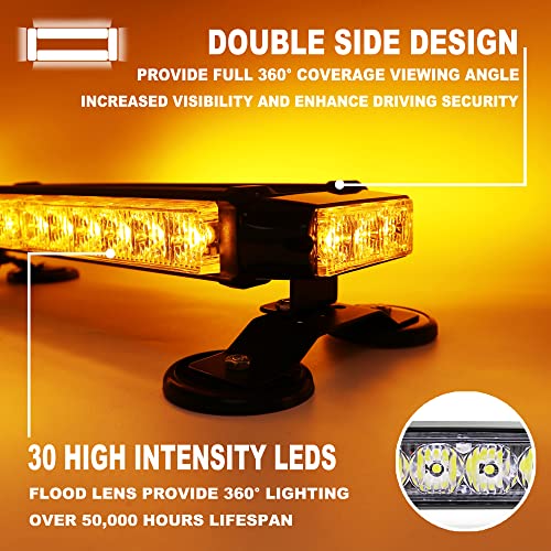 14.5'' 32 LED Emergency Strobe Rooftop Flashing Light Bar, Double Side Hazard Warning Beacon Safety Lights w/Magnetic for Tow Vehicles Firefighter Cars Trucks Traffic Security, Green - color: Green, size: 14.5''