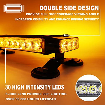 14.5'' 32 LED Emergency Strobe Rooftop Flashing Light Bar, Double Side Hazard Warning Beacon Safety Lights w/Magnetic for Tow Vehicles Firefighter Cars Trucks Traffic Security, Green - color: Green, size: 14.5''