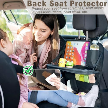XDV Car Seat Organizers,Multi-functional Back Seat Protectors, Storage Pouches, Child kicking prevention and Tray Holders Kick Mats Back (for Cars, Kids,and Rear Seats) (Black, 1 Pack with Food Tray) - size: 1 Pack with Food Tray