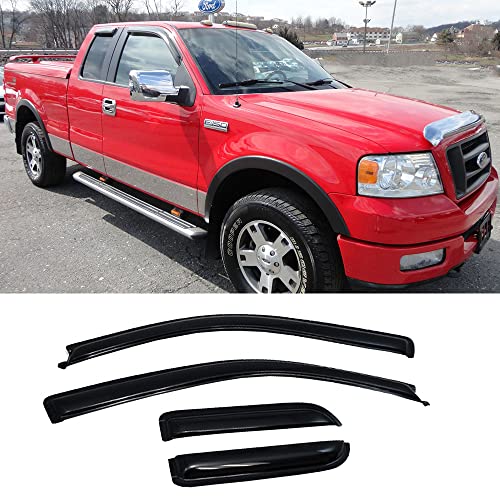 94738 Side Window Wind Deflector,4pc Outside Mount Style Nice Sun Rain Guards Set,Window Visor fit for 2004-2014 Ford F150 Super/Extended Cab Only(Not Fit 2004 Heritage) - size: 2004-2014 Ford F150 Extended Cab(Dark Smoke)
