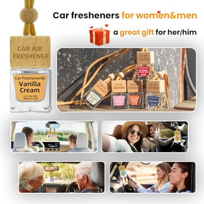 Car Air Freshener Hanging Diffuser – Long-Lasting Essential Oil Scent (Up to 60 Days) – Non-Toxic & Eco-Friendly – 2-Pack Auto Fresheners Made in USA - color: Square Bottles